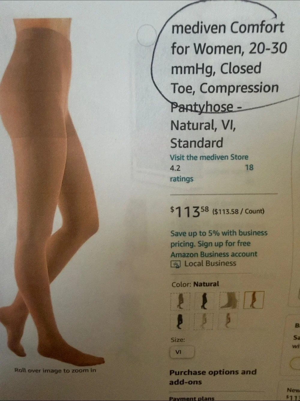 Comfort Medical Compression Pantyhose — Nude (Beige)
